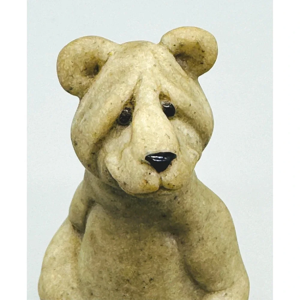 Quarry Critters Billy Bear Figurine‎ Tan Stone Resin Second Nature Design 2000